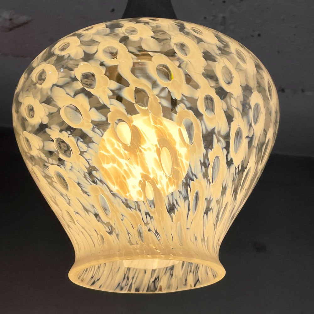 ビンテージ Vintage ガラスシェ―ド ペンダントライト クリア マーブル模様 ハンドメイド 手吹き ♪