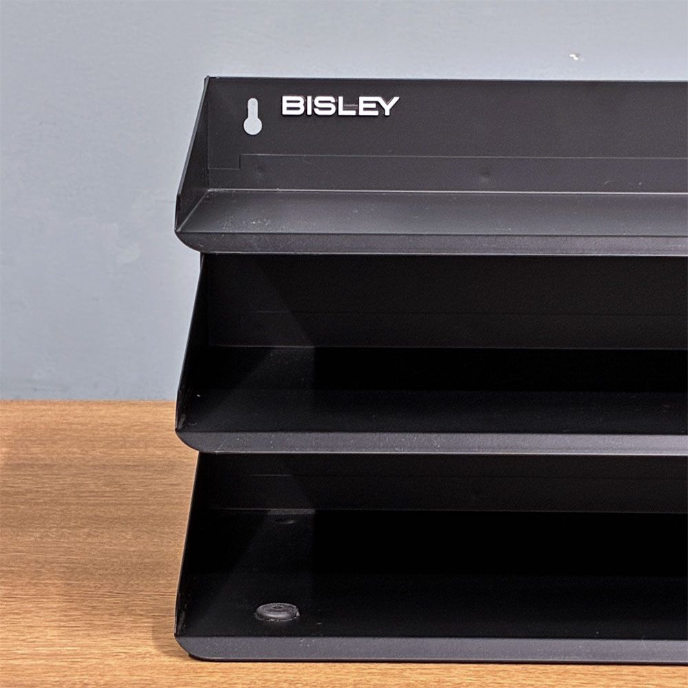 ビスレー BISLEY 3段 レターラック ブラック 書類棚 A4サイズ 横型 W38.5cm 壁掛け可 デスクアクセサリー 英国 ◎