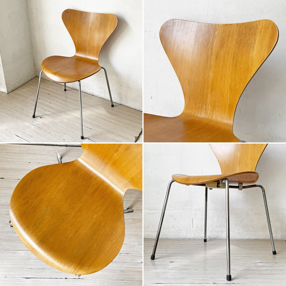 フリッツハンセン Fritz Hansen セブンチェア ダイニングチェア スタッキング チェリー材 アルネ・ヤコブセン Arne Jacobsen 80’s 北欧ビンテージ A ★