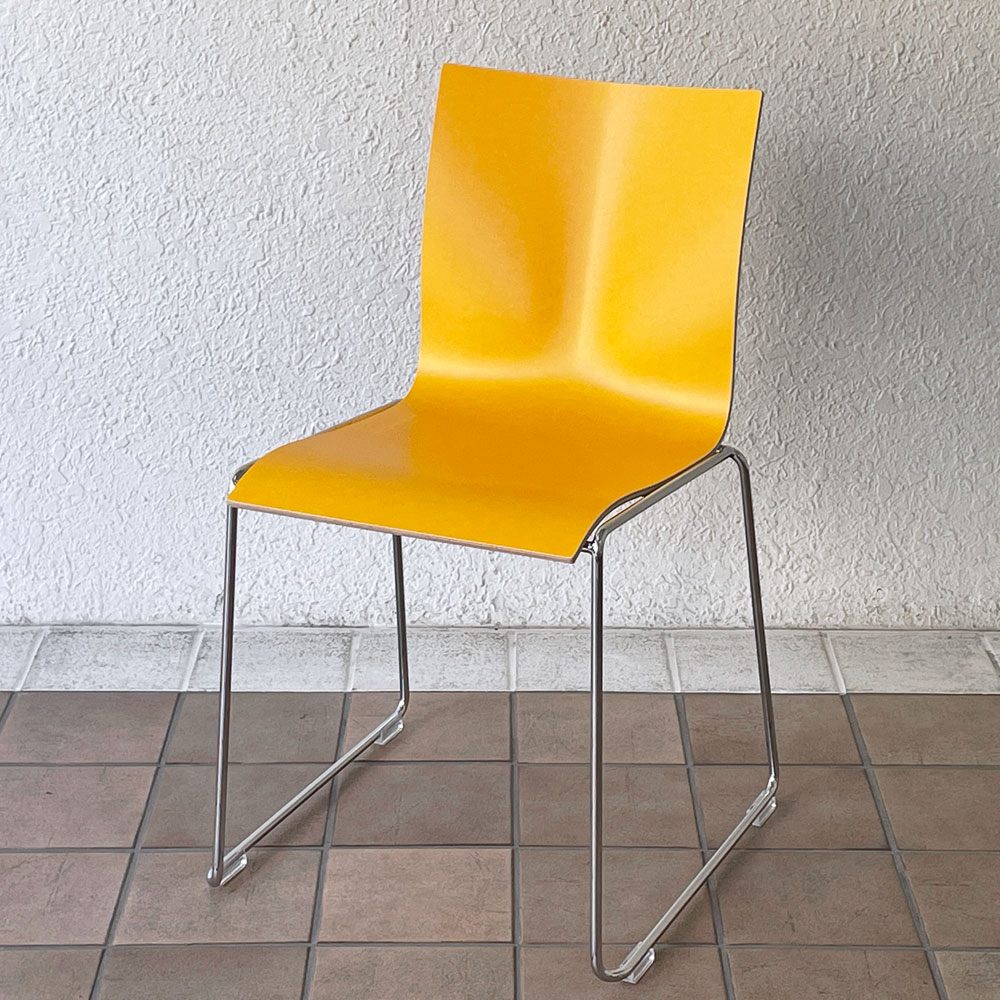 エンゲルブレヒト Engelbrechts チャリック CHAIRIK 107 ダイニングチェア スタッキング そり足 イエロー 未使用品 デンマーク B ◇