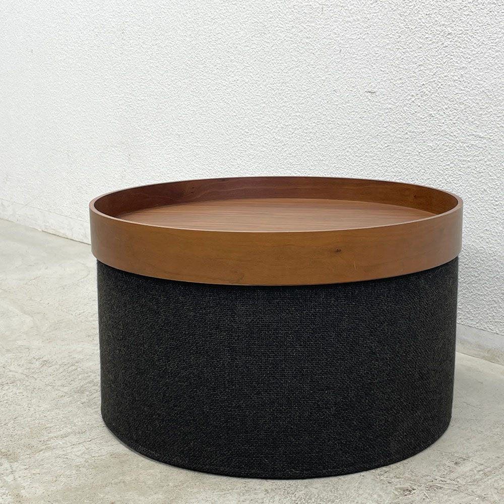 ソフトライン SOFTLINE ドラムスパフ DRUMS POUF スツール リビングテーブル ウォールナットトレイ Φ60cm アクタス取扱 定価￥69,300-
