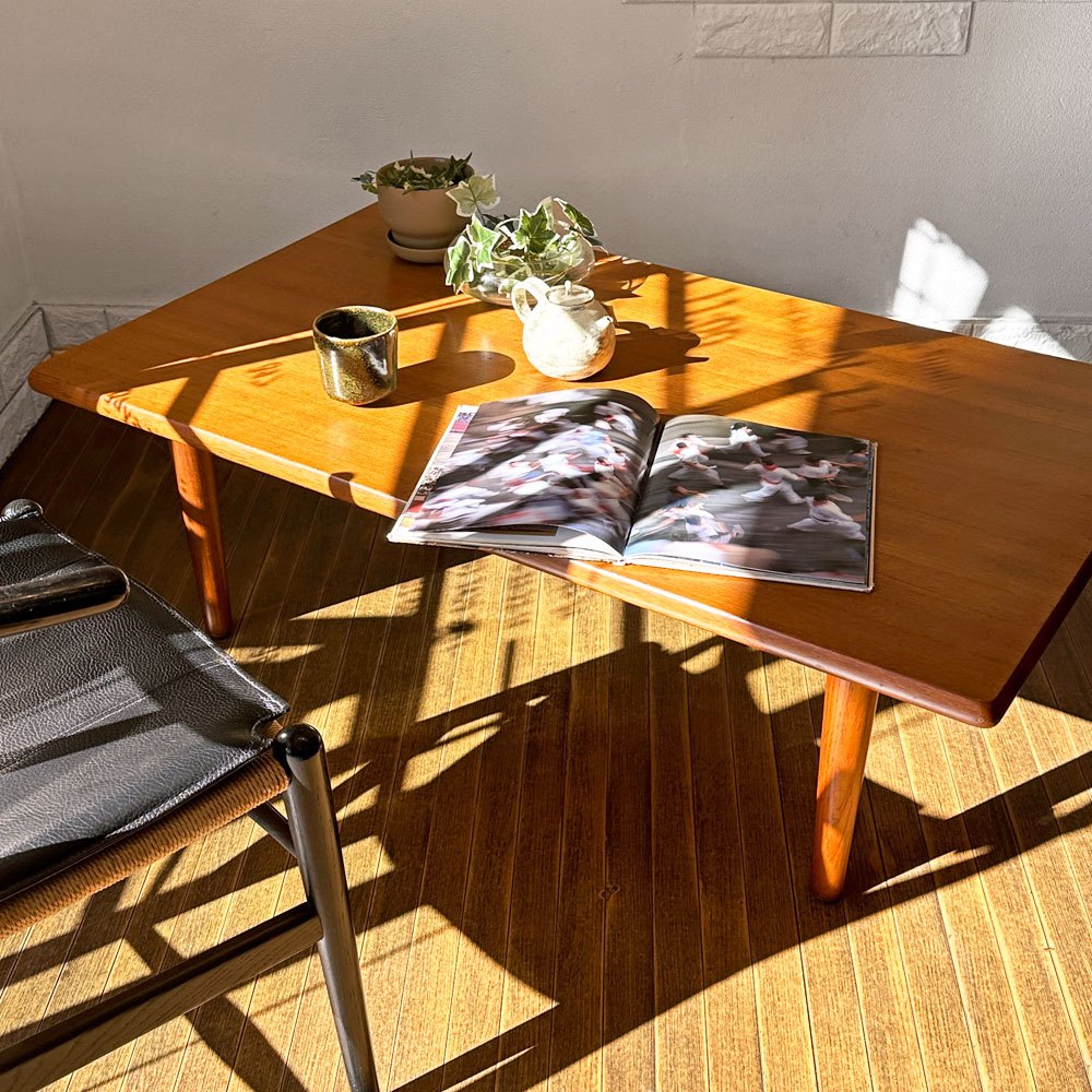 フカザワウッドワーキング FUKAZAWA WOOD WORKING ライムライト LIME-LIGHT ローテーブル チーク材 W121cm ジャパンビンテージ ◎