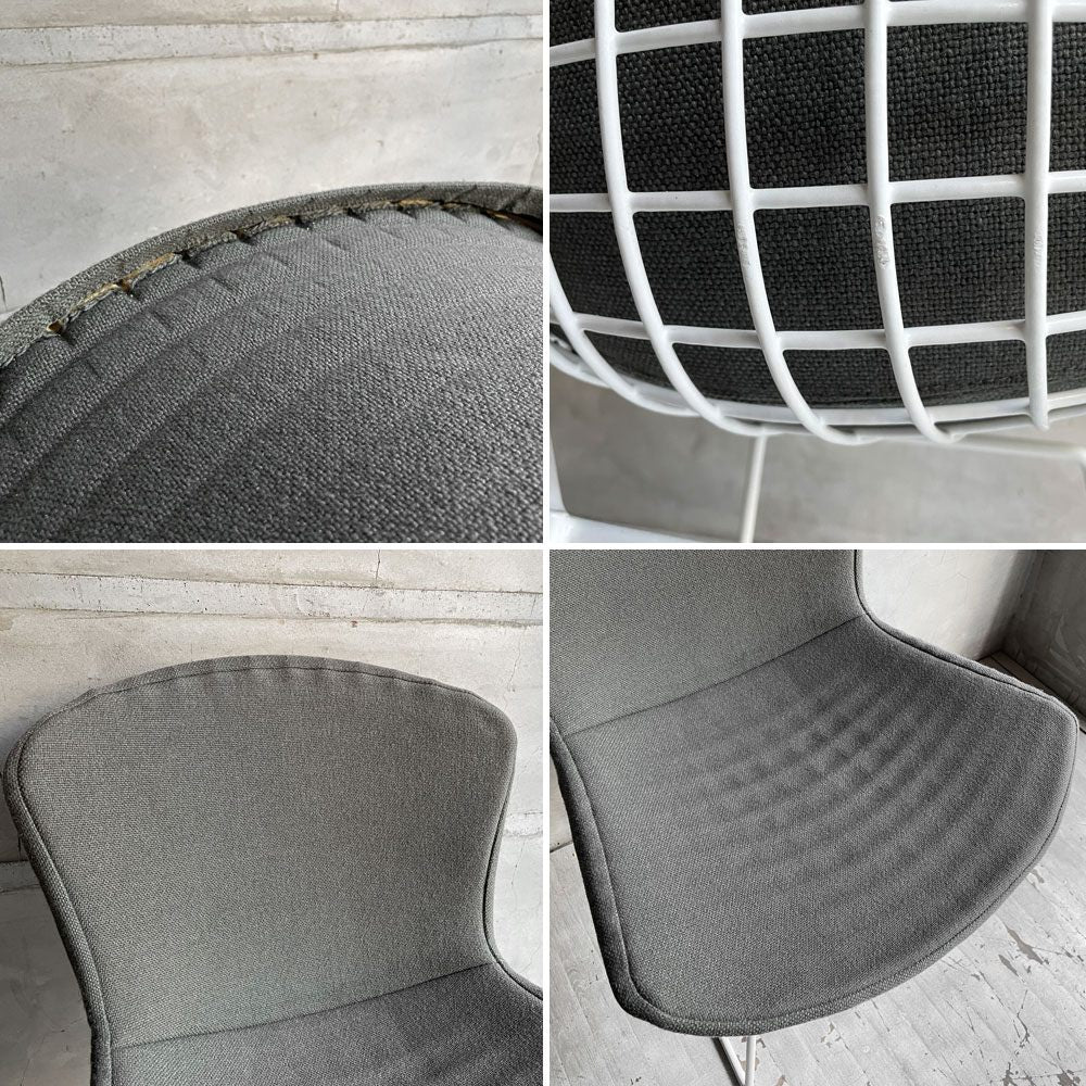 ノル Knoll 420 サイドチェア ワイヤーチェア ダイニングチェア ホワイト × グレー ファブリック フルカバー仕様 ハリー・ベルトイア ミッドセンチュリー ビンテージ ♪