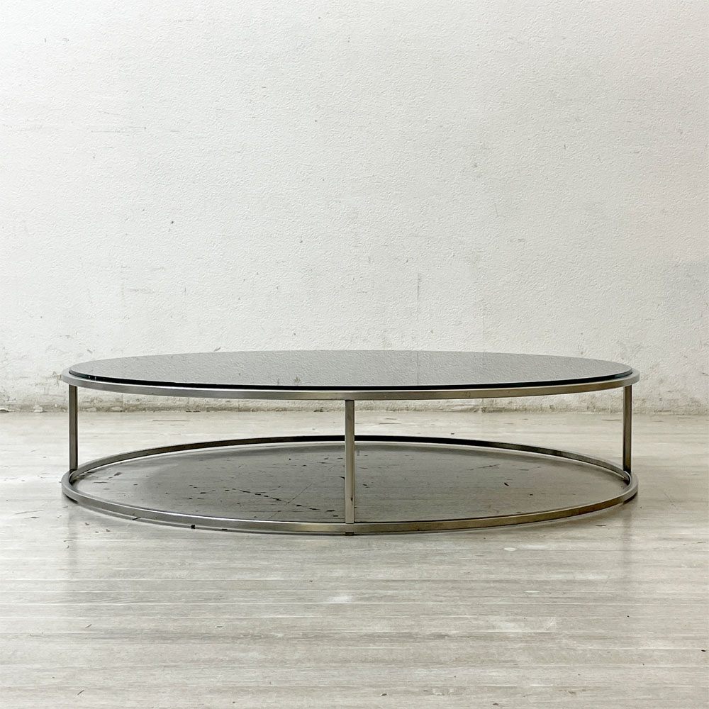 カッシーナ Cassina イル ILE センターテーブル ローテーブル ラウンド ブラック ガラス天板 Φ92cm ピエロ・リッソーニ Piero Lissoni モダン ●