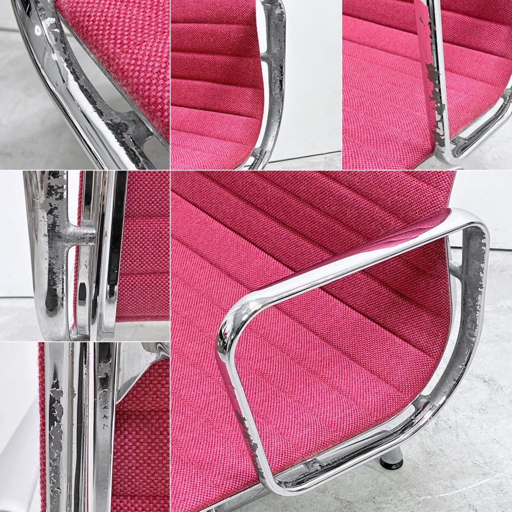 ヴィトラ vitra アルミナムグループ マネジメントチェア デスクチェア 4本脚 ファブリック張り替え済み レッド系 イームズ ●