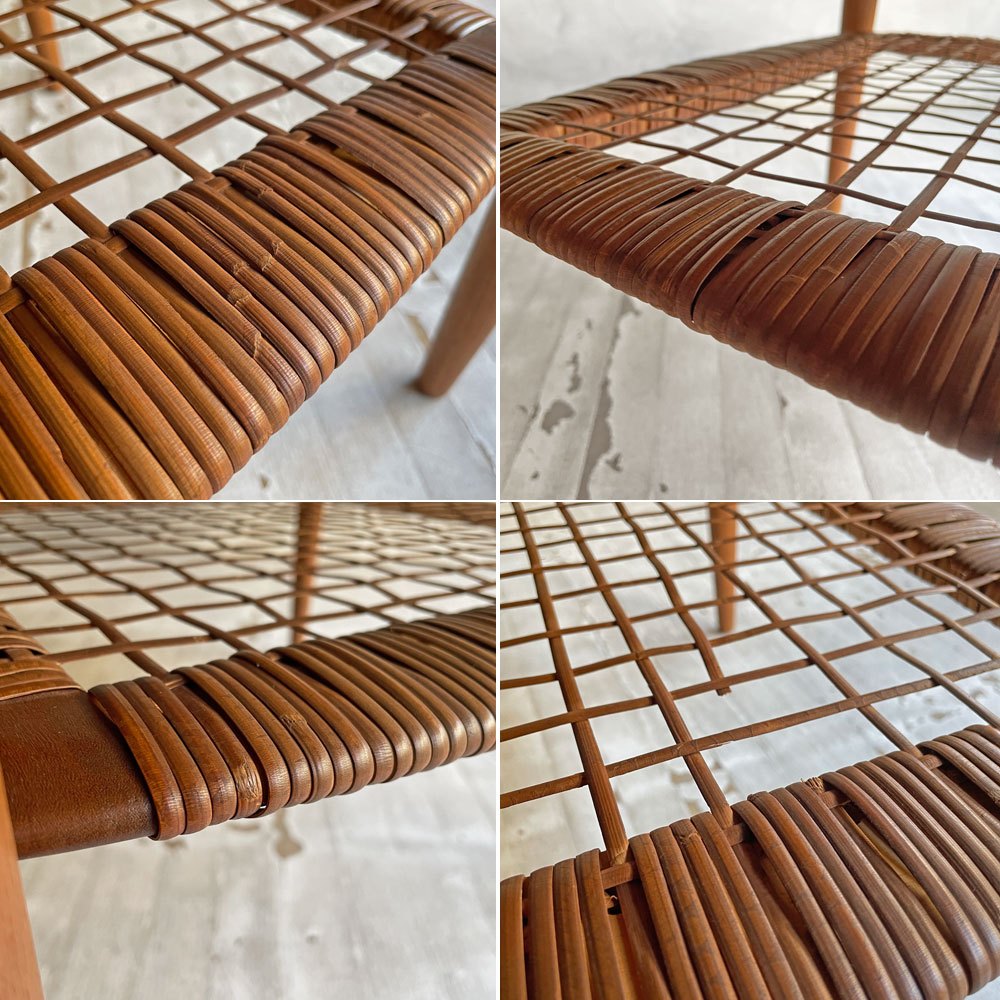 CFC Silkeborg シケルボー  ラウンド コーヒーテーブル センターテーブル チーク材×ラタン ヨハネスアンダーセン デンマーク 北欧ビンテージ 希少 ♪