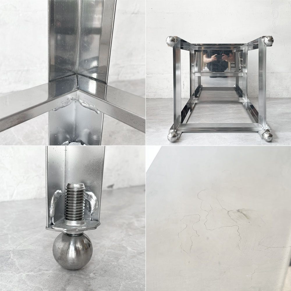 インダストリアルデザイン Industrial Design ステンレス製 サイドテーブル ワークテーブル 作業台 ワゴン W45cm 店舗什器 ★