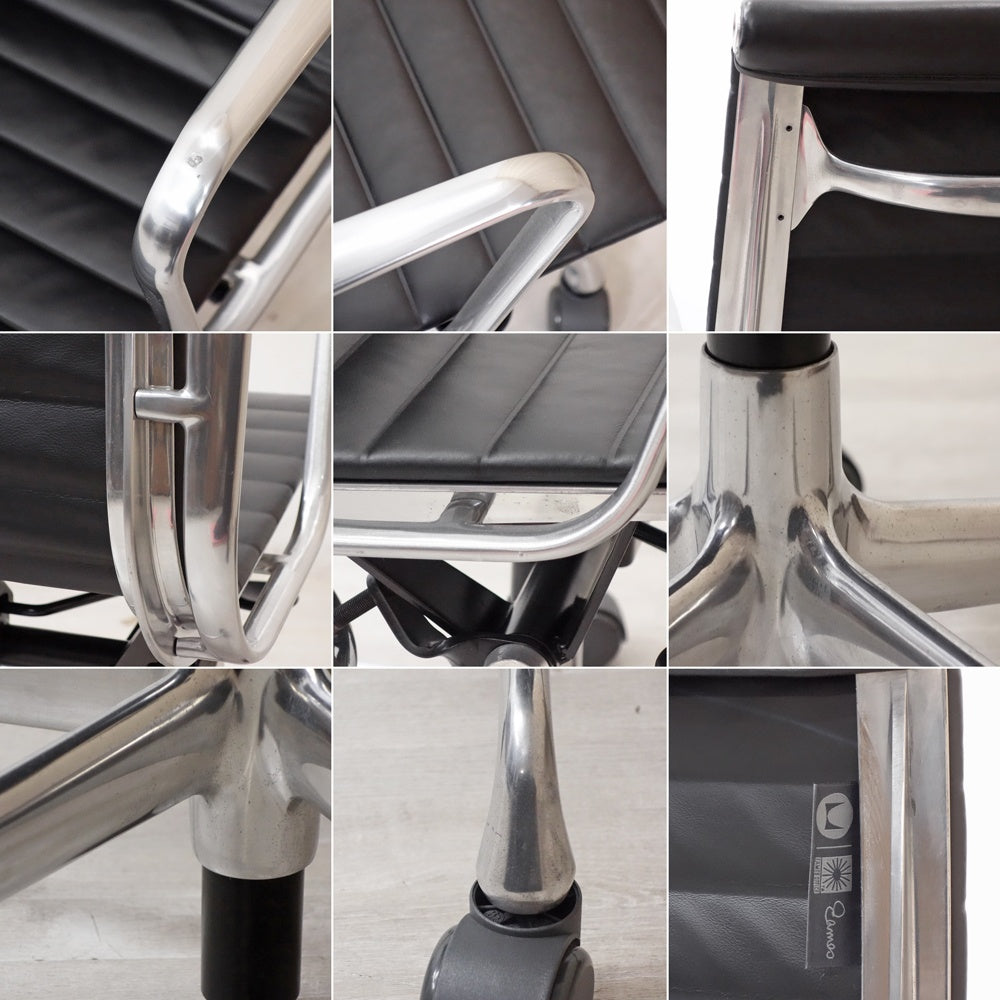 ハーマンミラー Herman Miller イームズアルミナムグループチェア マネージメントチェア アルミバフベース ガス圧昇降仕様 5本脚 キャスタータイプ 本革 イームズ F ●
