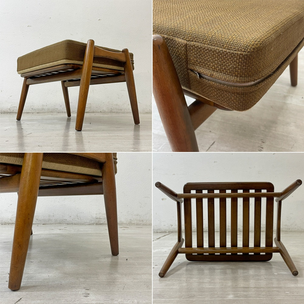 ゲタマ GETAMA GE240 オットマン ビーチ材 ハンス・J・ウェグナー Hans J Wegner スプリングクッション 北欧 デンマークビンテージ ●