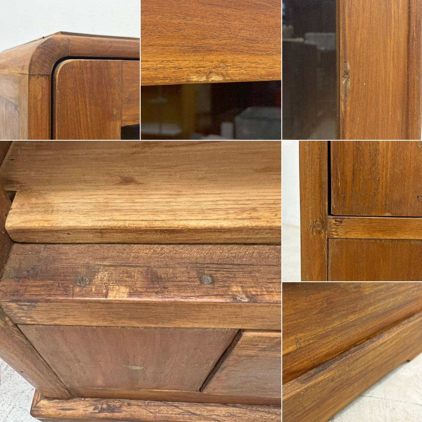 オールドメゾン old maison ガラスキャビネット 2ドロワー 収納棚 W81cm 後付けLED照明 ディスプレイ 店舗什器 ビンテージデザイン 〓