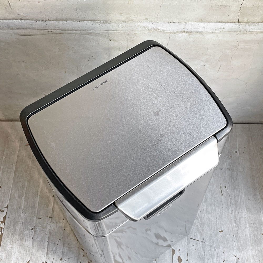 シンプルヒューマン Simple Human レクタンギュラータッチバーカン 30L ダストボックス ゴミ箱 ステンレス シルバー B ♪
