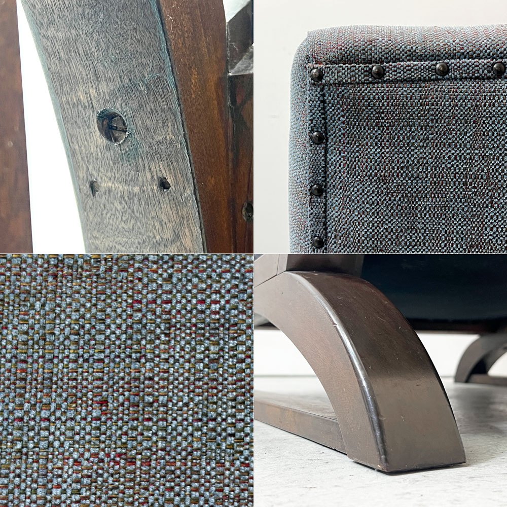 ジャパンビンテージ Japan Vintage ラウンジチェア  1Ｐソファ ナラ材 ソリ脚 ファブリック 北欧ナチュラル Ａ ●