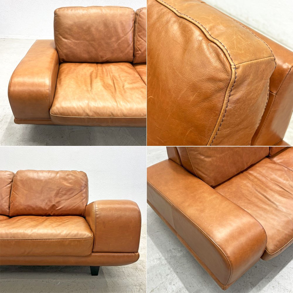アクタス ACTUS ファイブ・バイ・ファイブ five by five 3350 ソファ 3シーター W202cm 総本革張り レザー ブラウン インダストリアル 〓