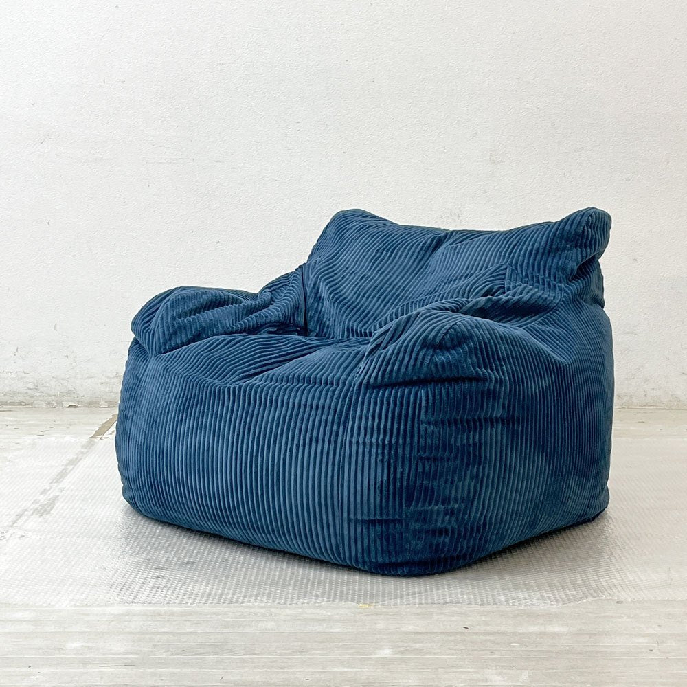 ルージー LOOSY ハグミー HUGME 1人掛けビーズソファ コーデュロイ カバーリング 軽量 ネイビー色 Navy 定価￥39,900- ●
