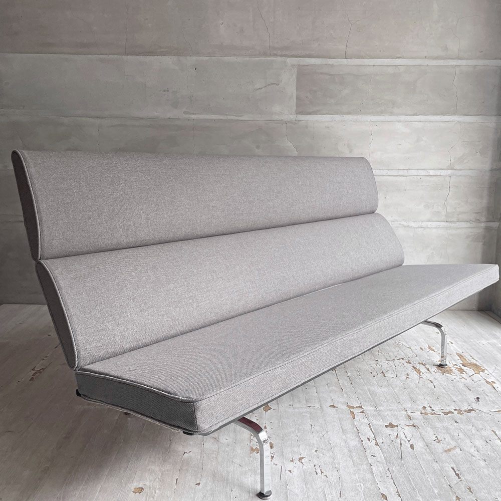 ハーマンミラー Herman Miller イームズソファ コンパクト  Eames Sofa Compact 3P 3人掛け C&R. イームズ ミッドセンチュリー ファブリック・ウレタン 張替済 ♪