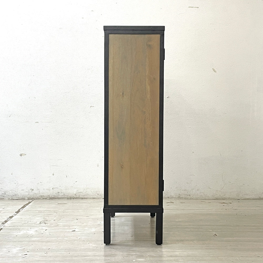 アクタス ACTUS スローハウス SLOW HOUSE タリナ TARINA ガラスキャビネット ホワイトオーク無垢材 スチール ブラック 定価15万円 ●