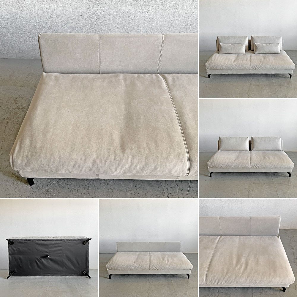 リラックスフォーム RELAXFORM グラシエーロ GLACIERO 3人掛けソファ W188cm プライムレザーテックス プラチナグレー 関家具 定価￥113,000- A 〓