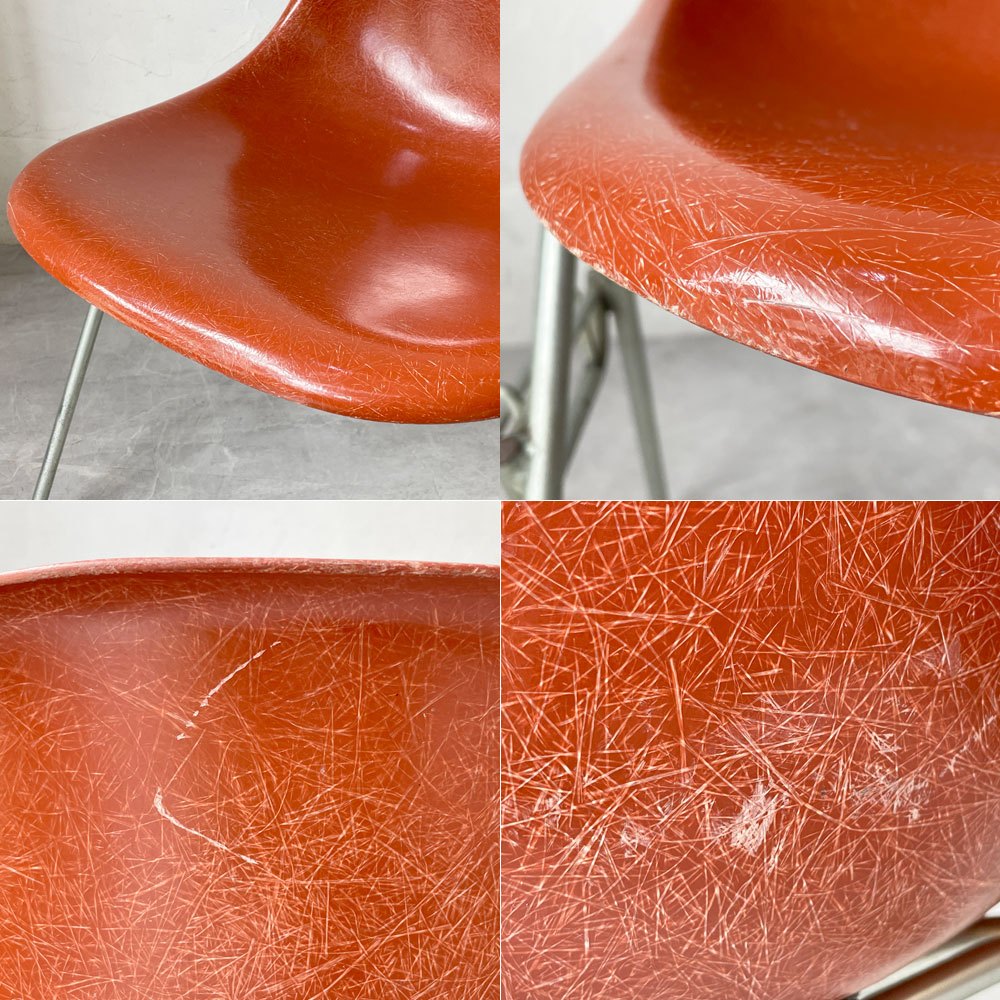 ハーマンミラー Herman Miller サイドシェルチェア セカンド 2nd FRP テラコッタ スタッキングベース イームズ ビンテージ A ★