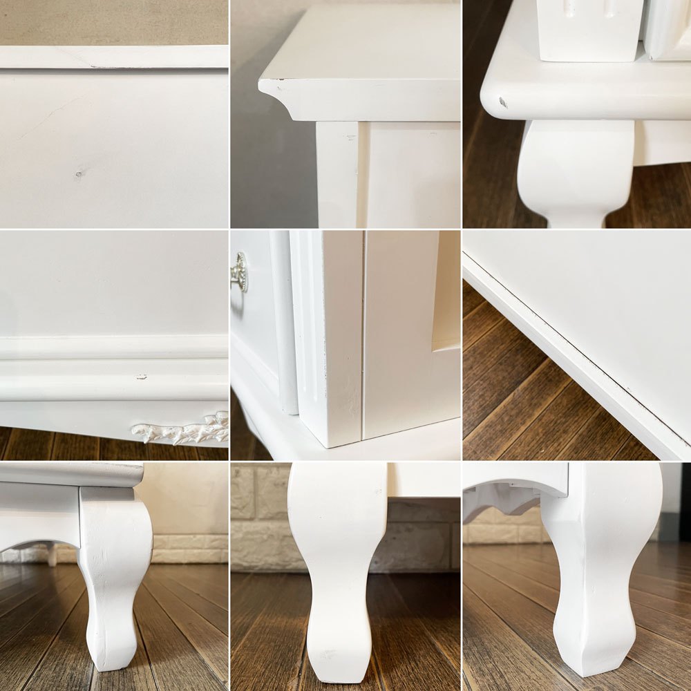 フレンチアンティークスタイル French Antique Style ホワイトペイント チェスト 4段6ドロワー W110cm シャビーシック ロココ調 ◎