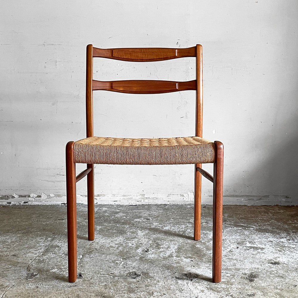 デンマークビンテージ Danish Vintage チーク材ｘペーパーコード ダイニングチェア ラダーバック 北欧家具 北欧ビンテージ ■