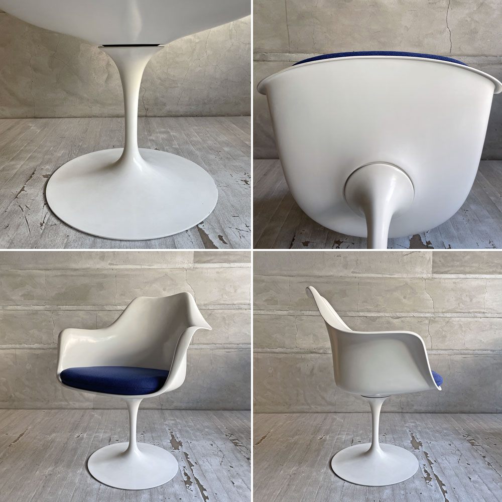 ノル Knoll ビンテージ チューリップチェア アームダイニングチェア 回転式 FRP 座面クッション交換済み エーロ・サーリネン Eero Saarinen スペースエイジ ミッドセンチュリー ♪