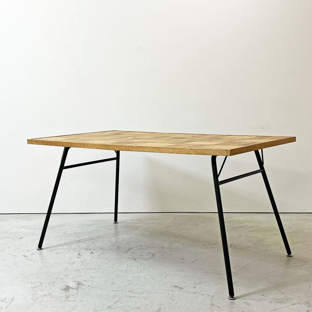 モモナチュラル MOMO Natural ダイニングテーブル PARQUET TOP オーク材 W142cm ISO STEEL LEG ナチュラルモダン ●