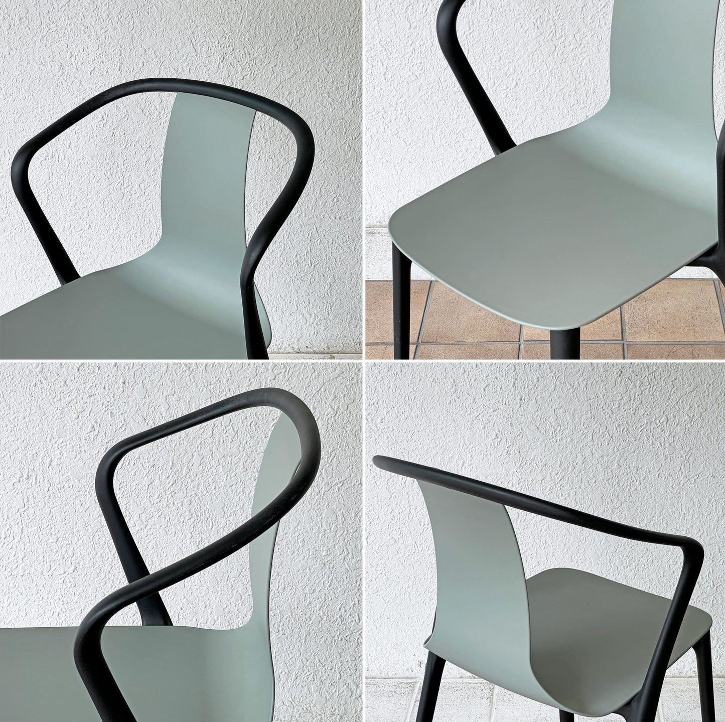 ヴィトラ Vitra ベルヴィルチェア Belleville Chair アームチェア ダイニングチェア スタッキングチェア モスグレー ロナン & エルワン・ブルレック B ◇