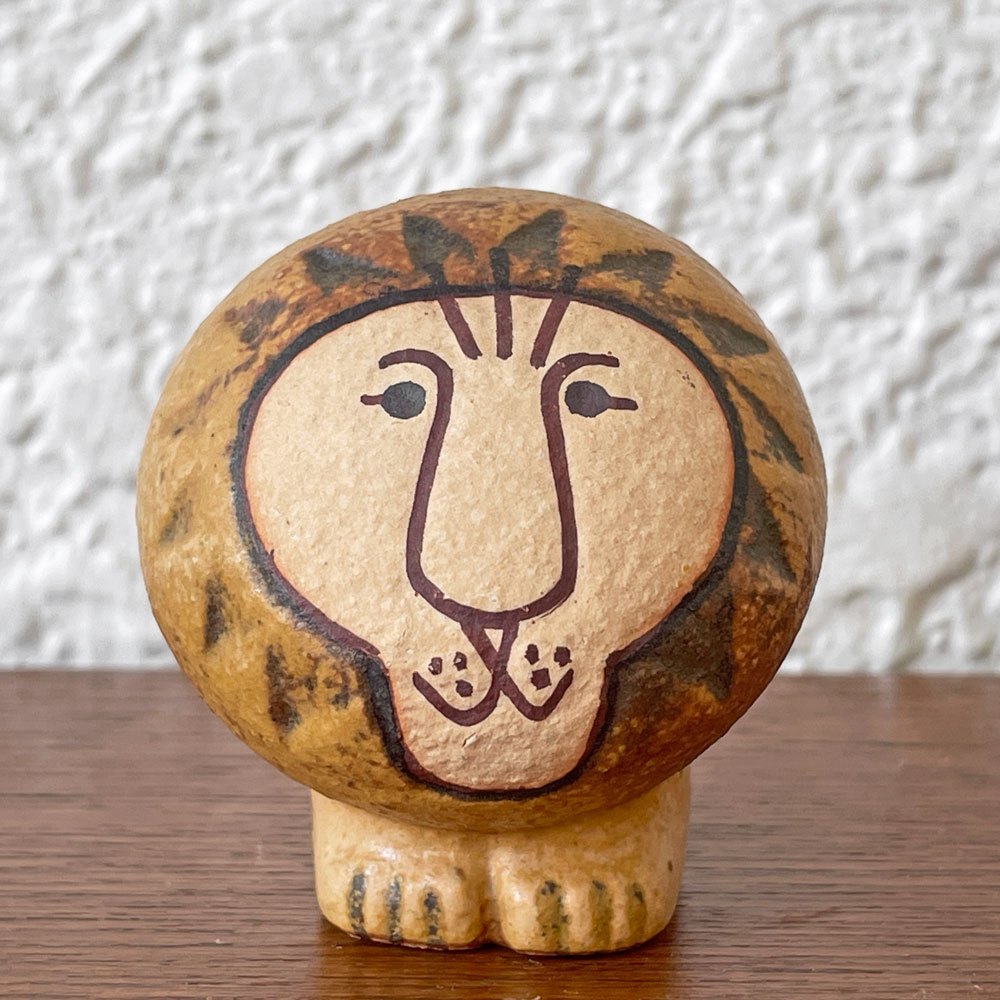 ケラミックスタジオグスタフスベリ KERAMIK STUDION GUSTAVSBERG アフリカ Africa ライオン Lion Sサイズ 陶製フィギュリン リサラーソン Lisa Larson スウェーデン 北欧 ◇