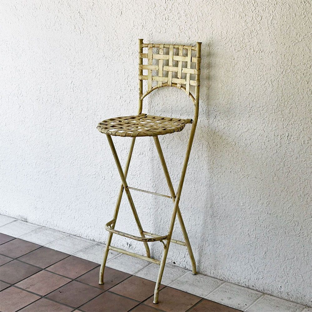 ビンテージ Vintage アイアン カウンターチェア ハイスツール フォールディング 折り畳み フレンチスタイル 屋外使用可 ◇