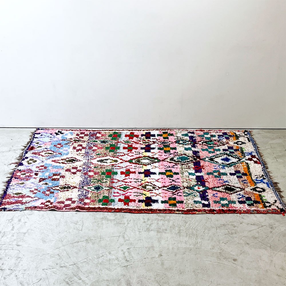 マロック MAROC モロッカンラグ MOROCCAN RUG ボシャルウィット Boucherouite 230×153cm 手織り絨毯 ラグ モロッコ ●