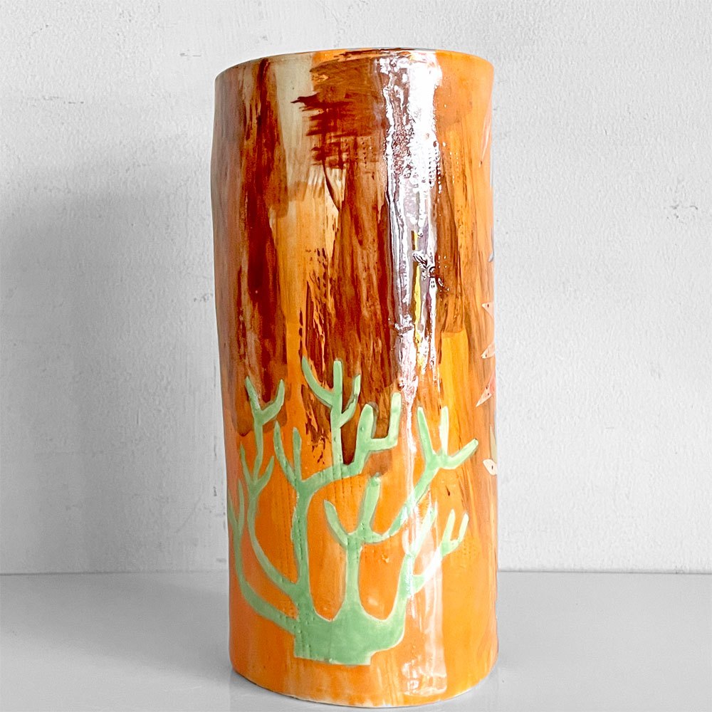 クリープ kreep フラワーベース 花瓶 陶器 22cm ハンドメイド アメリカ ■