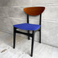 ネイサンファニチャー NATHAN Furniture  ダイニングチェア チークプライウッド ブラックフレーム ファブリック ブルー系カラー 英国 UKビンテージ 座面張り替え済み B ♪