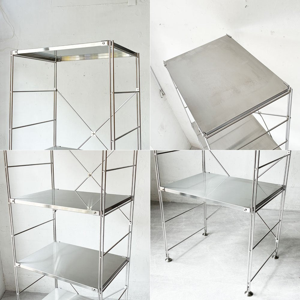 無印良品 MUJI ステンレスユニットシェルフ 棚板4枚 H176cm オープンシェルフ 本棚 飾り棚 収納棚 ★