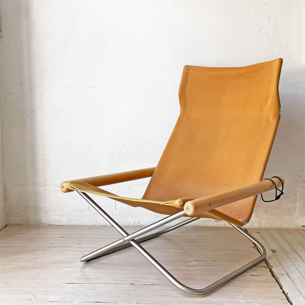 ニーチェア エックス NY chair X フォールディングチェア 折り畳みチェア ラウンジチェア キャメル ナチュラル ビーチ材 新居猛 MoMA 定価 59,400円 ★