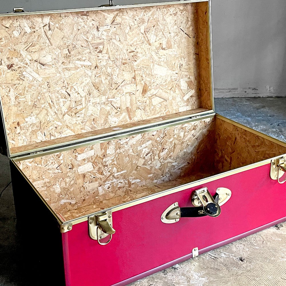 スワード トランク Seward Trunk トランクボックス ビニールレザー レッド ゴールド 鍵付き 収納 アメリカ ■