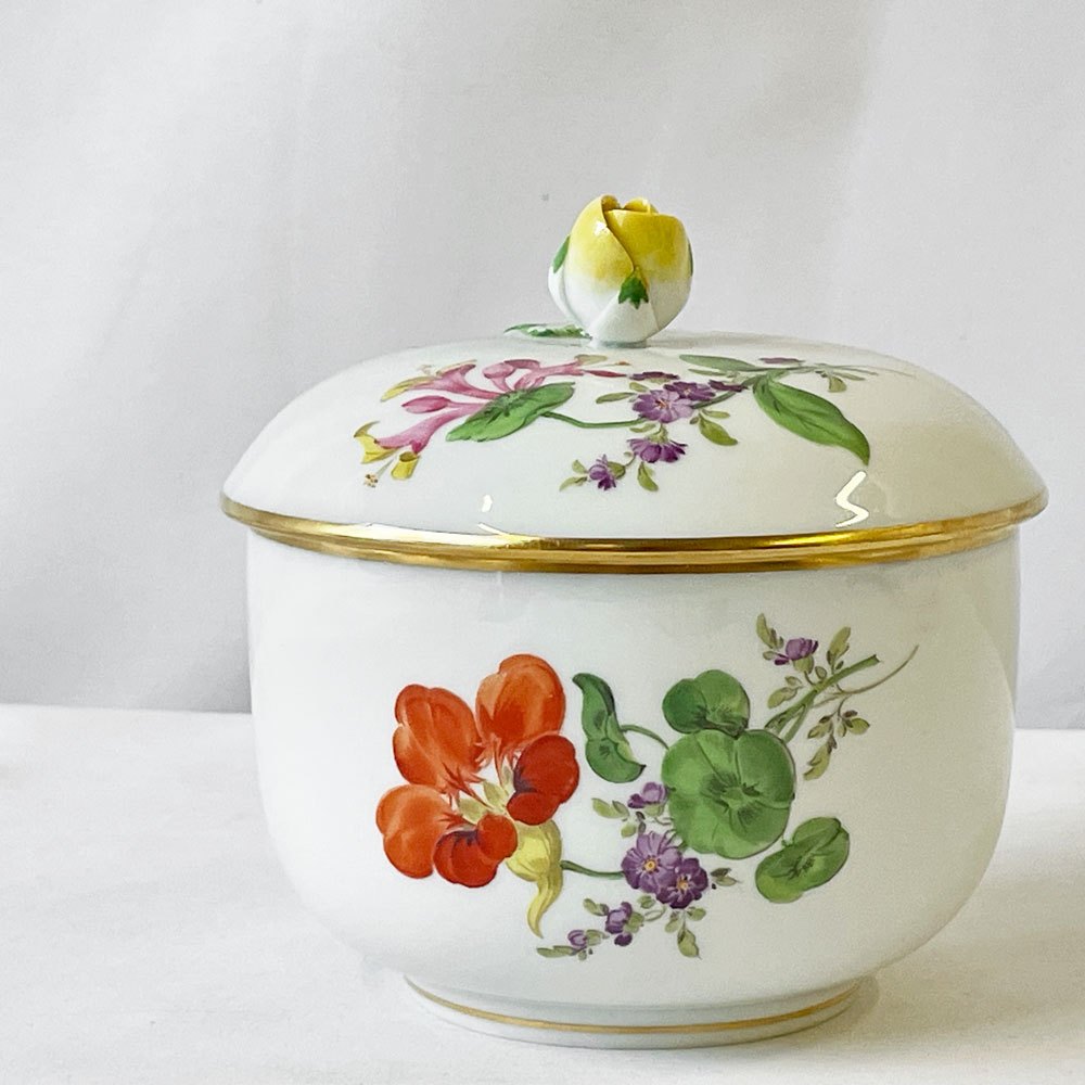 マイセン Meissen ベーシックフラワー Basic Flower スキャタードフラワー シュガーポット 金彩 ヨーロピアンテイスト ドイツ ◇