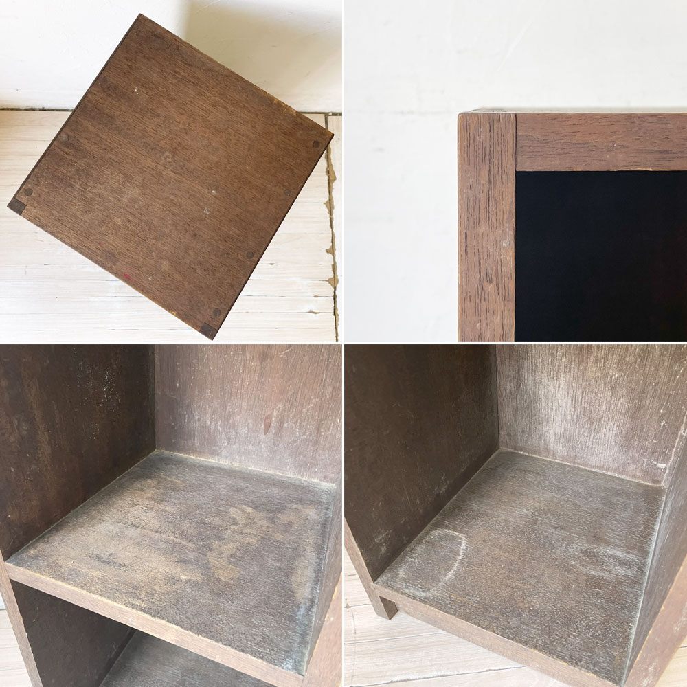 ジャパンビンテージ Japan Vintage 古い木味の小棚 2段 ブックシェルフ 飾り棚 昭和レトロ 古家具 店舗什器 B ★