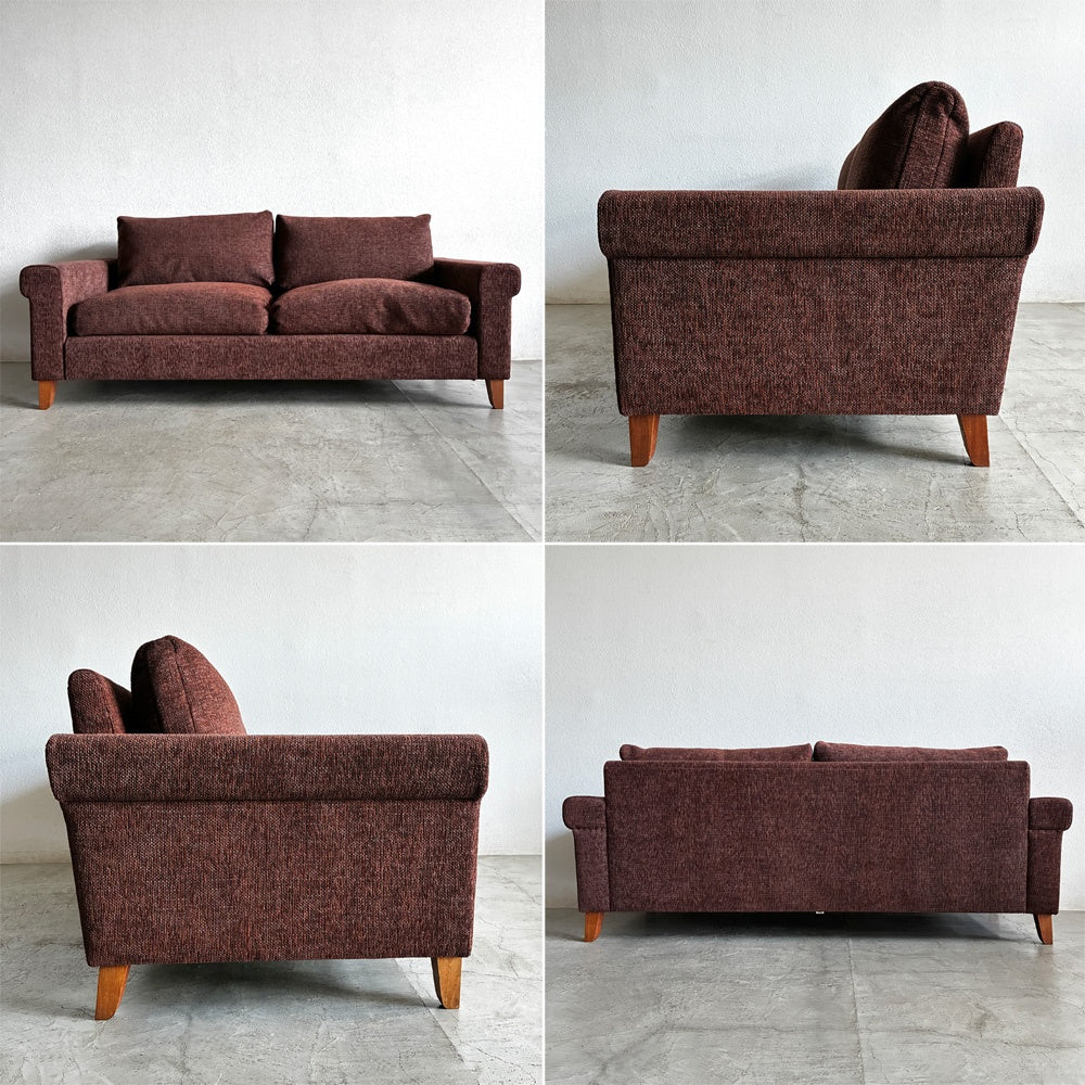 トラックファニチャー TRUCK FURNITURE FK ソファ 3シーター W204cm ウォールナット無垢材 × イタリア製 生地 褐色系 参考価格約55万円の品 〓
