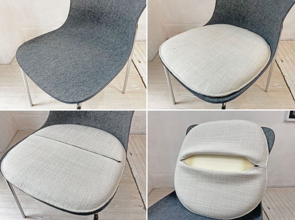 リーンロゼ ligne roset エットリアーノ チェア Ettoriano Chair ダイニングチェア フェルト生地 スチールベース ミニマルデザイン B ★