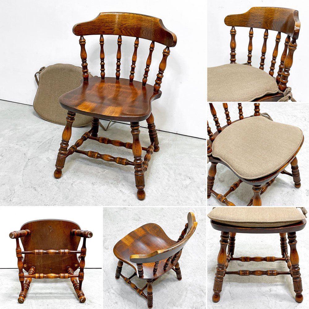 三越家具 ブルージュ Brugge カントリーハウス ダイニングチェア キャプテンチェア スポークバック ウィンザーチェア シートパッド付 カントリースタイル A ●
