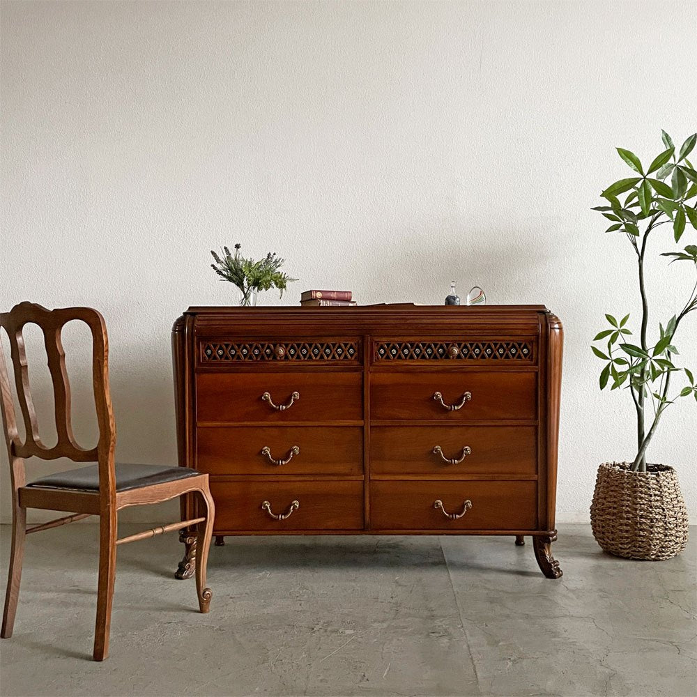 ヨーロピアンクラシカル European Classical ワイドチェスト サイドボード W146.5cm 抽斗8杯 アンティークスタイル 〓