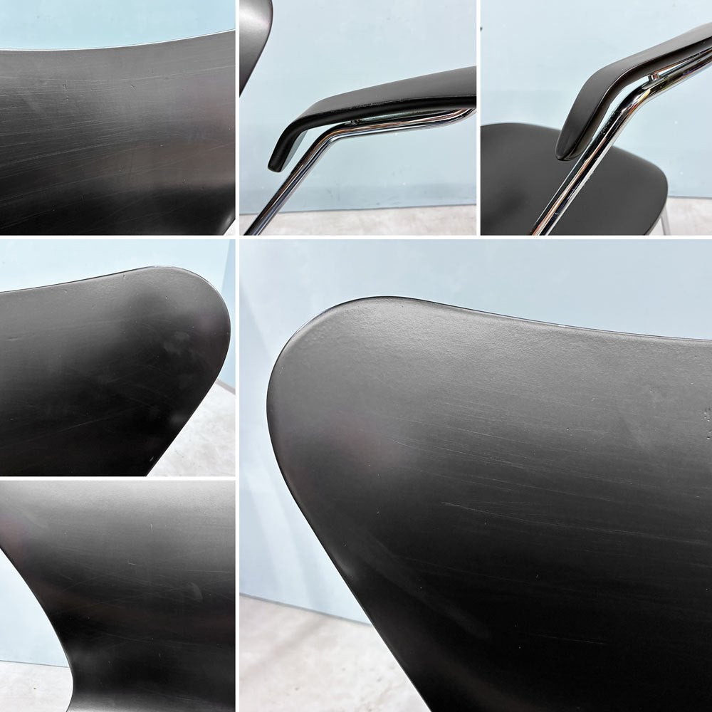 フリッツハンセン Fritz Hansen 3207 セブンチェア アームチェア ブラック ラッカー再塗装品 アルネ・ヤコブセン 北欧家具 参考定価￥146,080- ◎