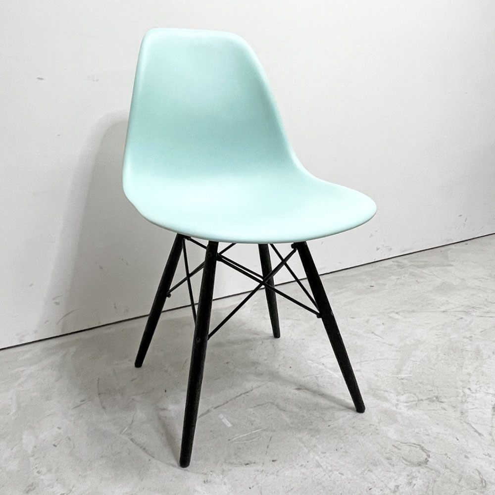 ハーマンミラー HermanMiller サイドシェルチェア ドゥエルレッグ DSW アクアスカイ × エボニー ポリプロピレン製 イームズ ミッドセンチュリー B ●
