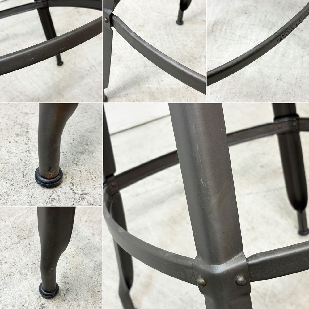 フェールトラヴァイユ FER TRAVAIL ニコルチェア NICOLLE Chair SH80cm カウンターチェア ハイスチール マットクリア仕上げ 別注モデル レザーパッド付 ブラック インダストリアル ●