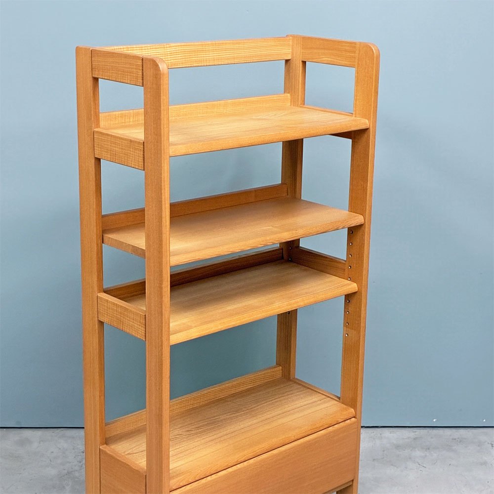 Natural Style タモ無垢材 ブックシェルフ 1ドロワー W64cm 本棚 ラック ナチュラル ◎