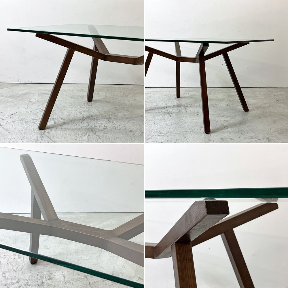 ショーンディックス Sean Dix フォルテ FORTE ダイニングテーブル ガラス天板 モダンデザイン W140cm ●