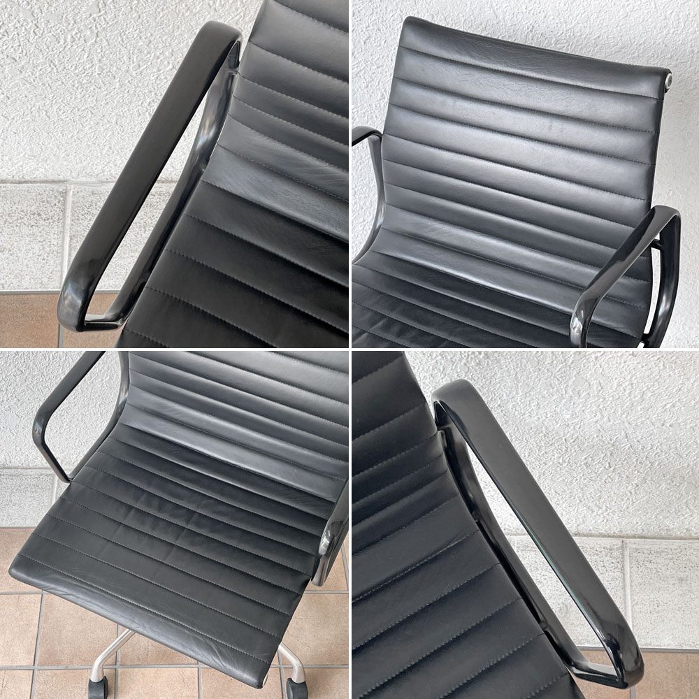 ハーマンミラー Herman Miller アルミナムグループ マネジメントチェア デスクチェア 本革 4本脚 アームチェア キャスター イームズ ビンテージ ◇