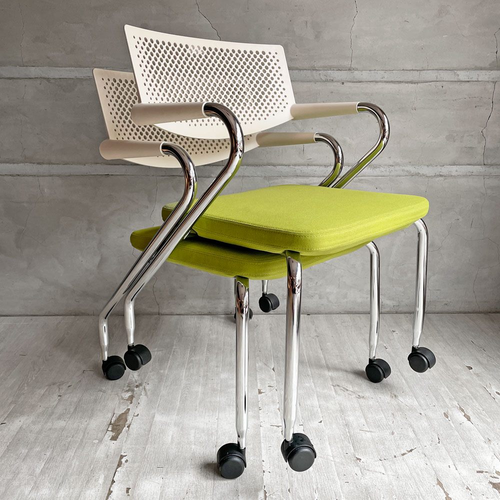 ヴィトラ vitra ビザロール Visaroll デスクチェア スタッキングチェア キャスター ファブリック アントニオ・チッテリオ 2脚SET ♪