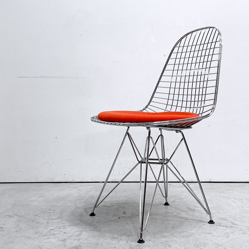 ヴィトラ vitra ワイヤーチェア Eames Wire Chair DKR5 エッフェルベース シートパッド付 レッドカラー C&R イームズ ミッドセンチュリー ●