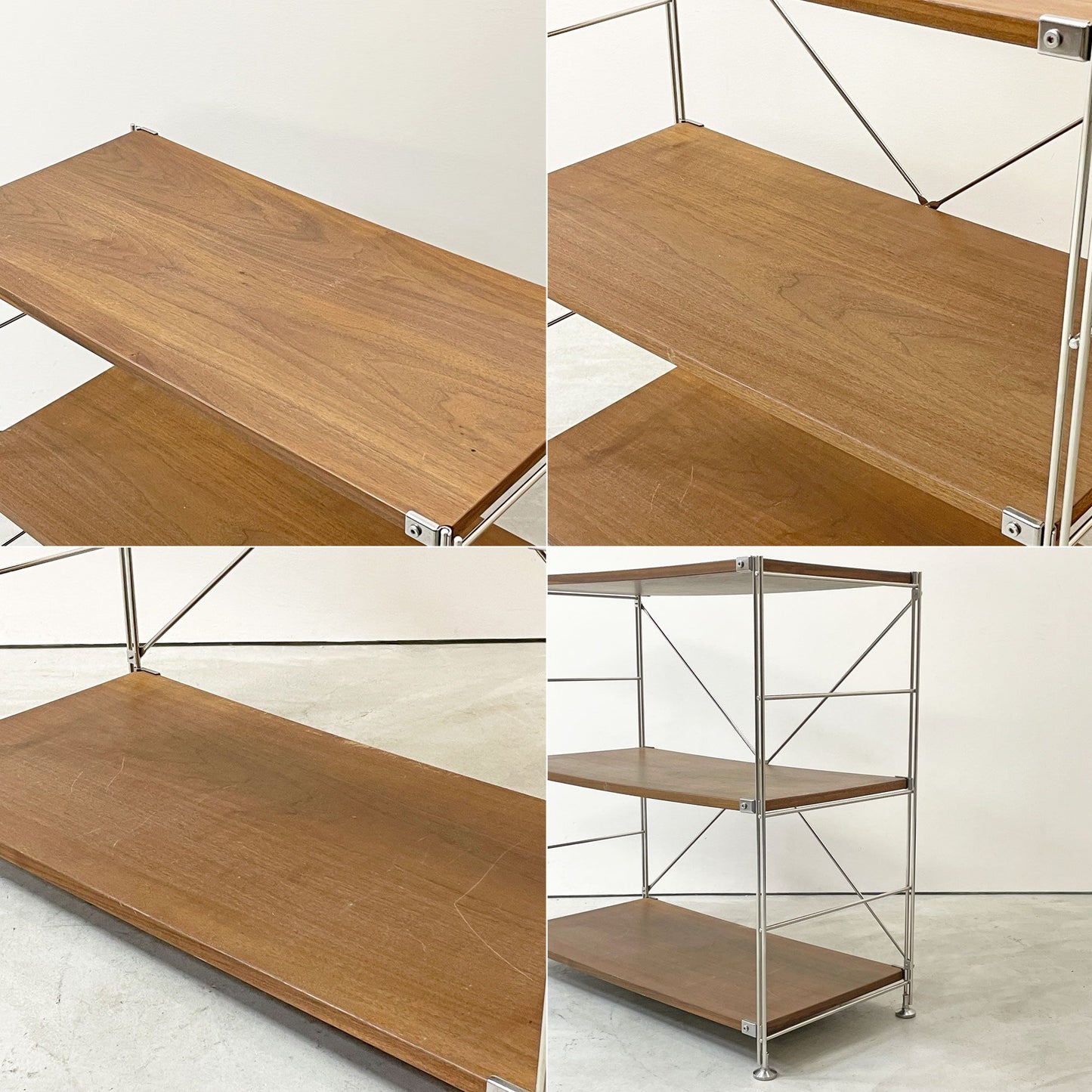 無印良品 MUJI ステンレスユニットシェルフ ワイド ウォールナット材 小 W86 H83cm 1列3段  本棚 飾り棚 収納棚 ●